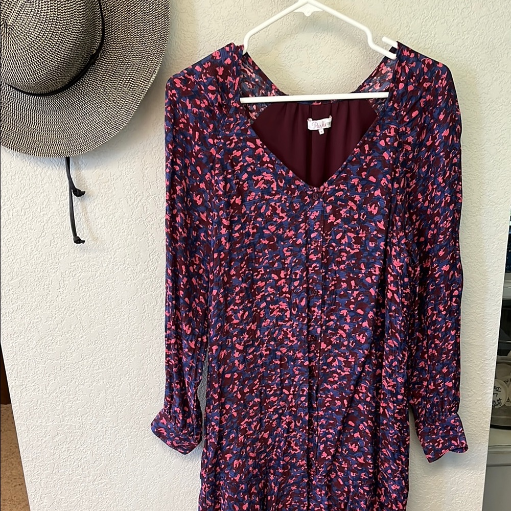 Parker V-Neck Dress - Pink and Blue